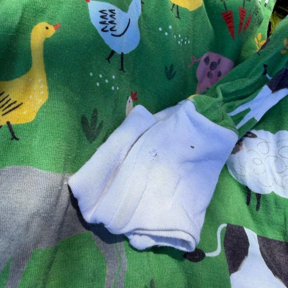 Little Sleepies Farm Animals Bamboo Zip Sleeper Pajamas 12-18 Months Green